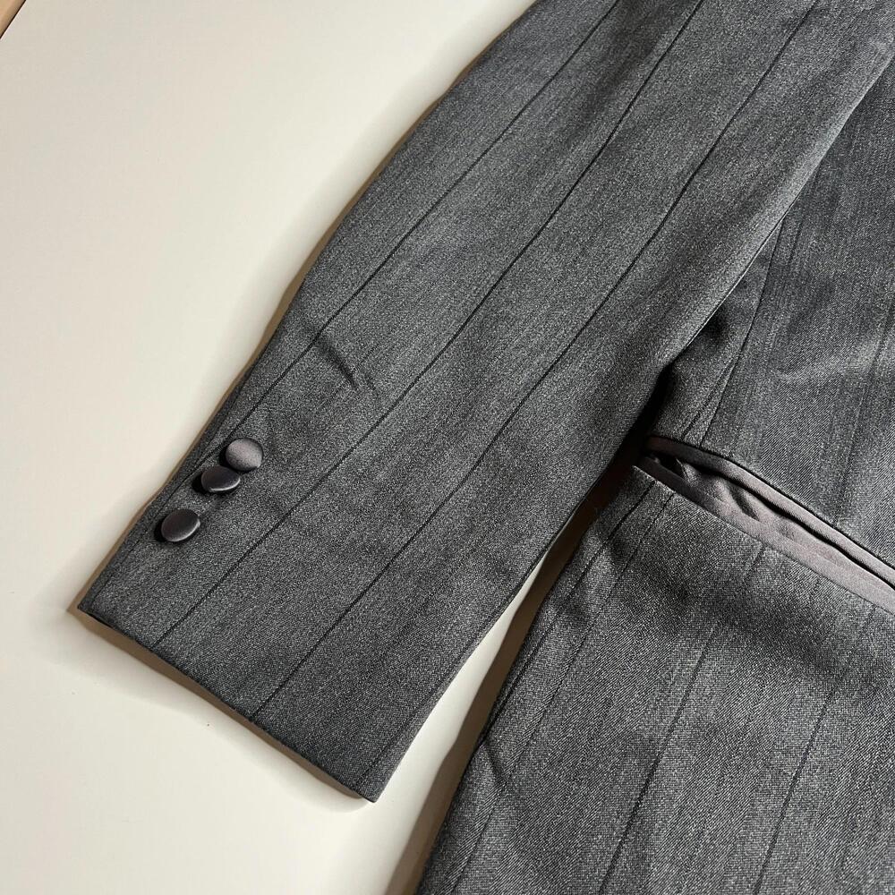 Rare Vintage Dior Monsieur Blazer 39L‎ Gray Pinstripe Wool Satin Lapel Boston - Picture 10 of 12
